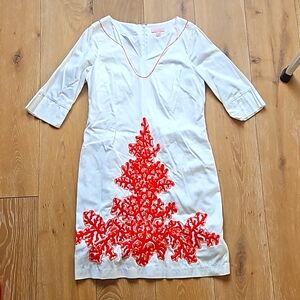 Lilly Pulitzer Shailene Dress with coral embroidery sz 8
